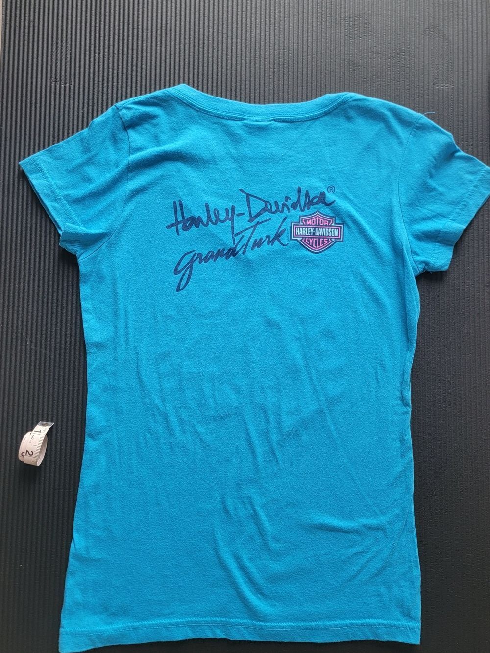 Harley-Davidson Turquoise Short Sleeve Tee with Pink Accent Graphic - Picture 3 of 5